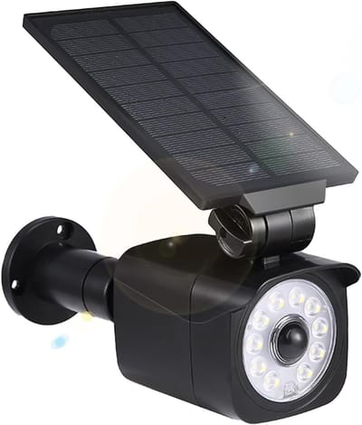 Dummy Camera Buiten - Schijncamera LED - Beveiliging Terras - Zonne-energie IP67 - 11x12x16cm