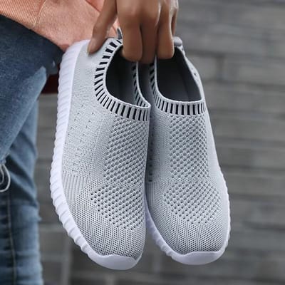 Zomerse Luie Damesschoenen Ademend Mesh Modieuze Platte Casual Schoenen Duurzame Antislipzool Trendy Gevulkaniseerde Tennisschoenen 38 black