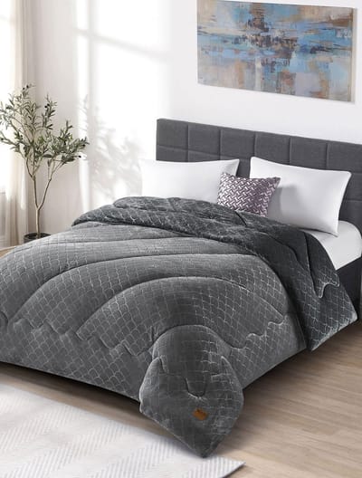 2-in-1 Hoesloos Dekbed – 160x220 cm – Lunora -Antraciet / Licht grijs – Warm & Zacht - Maak van jouw slaapkamer een luxe hotelkamer!