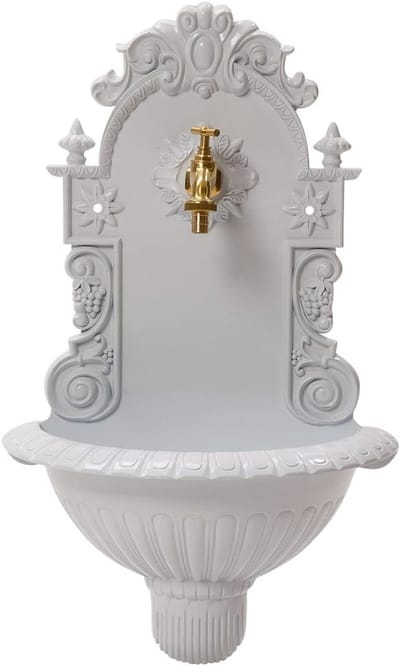 Wandfontein - Wastafel fontein - Tuindecoratie - Antieke stijl - 37x61x21 cm - Wit