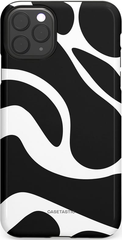 Casetastic Hoesje Geschikt voor Apple iPhone 11 Pro Max - Stijlvolle Beschermende Duo-layer Case - Zwart Wit Golven