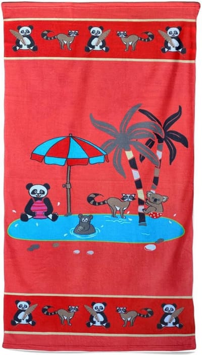 Strand/badlaken voor kinderen 70 x 140 cm microvezel - Strandhanddoeken met dieren