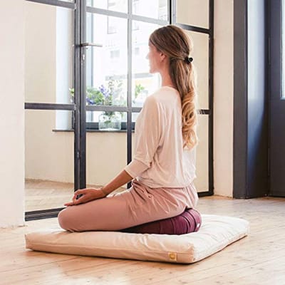 Meditatiekussen Zen Zafu - 15cm zithoogte - Yoga Kussen met speltvulling - wasbare hoes van biologisch katoen