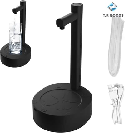 T.R Goods Draadloze Waterdispenser – Oplaadbaar 1800 mAh – USB-C Elektrische Waterpomp voor 5 & 10 Liter Flessen – Compact & Draagbaar – Zwart