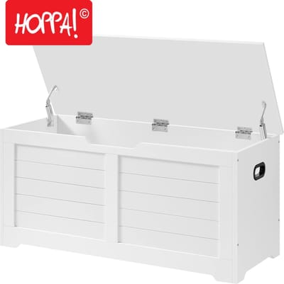 Hoppa! - Schoenbank - Zitkist - Opbergkast - Mat wit - 88 x 40 x 46 x cm (B x D x H)
