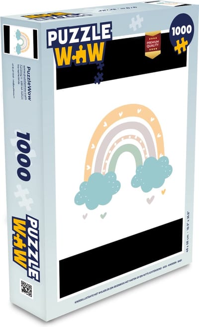 Puzzel Regenboog - Hartjes - Wolken - Stippen - Pastel - Kinderen - Legpuzzel - Puzzel 1000 stukjes volwassenen