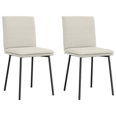 vidaXL - Eetkamerstoelen - 2 - st - fluweel - crèmekleurig
