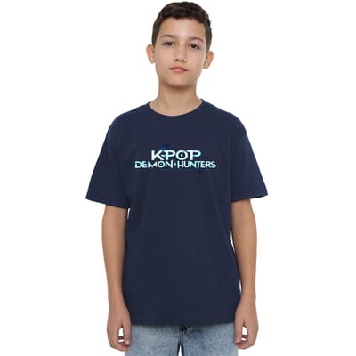 K-Pop Demon Hunters Kinderen/Kinderen Logo T-shirt (Marine)