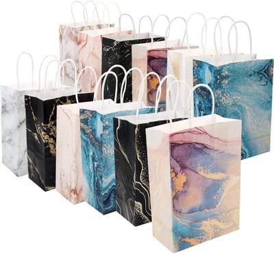 Kleurige cadeauzakken met handvat, ideaal voor verjaardagen, bruiloften en feestaccessoires - 12 stuks
