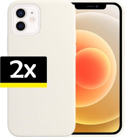 Hoesje - 2 Stuks - Geschikt voor Apple iPhone 12 - Sterk & Shockproof - Case Siliconen - Back Cover - Telefoon Hoes - Telefoonhoesjes - Wit