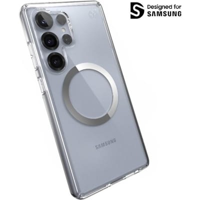 Speck Presidio Perfect-Clear Magnet - Étui Samsung Galaxy S25 Ultra Magsafe (Transparent / Finition Chrome / Argent Serein)