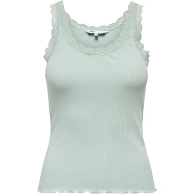 Only groene dames top   Ronde hals   Slim Fit   Kant patroon   Duurzaam   Mouwloos Groen XS