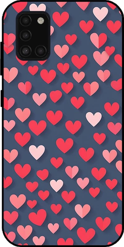 Smartphonica Telefoonhoesje Geschikt voor Samsung Galaxy A31 met Roze en Rode Hartjes Opdruk - TPU Backcover Case With Rosé and Red Heart Design geschikt voor Samsung Galaxy A31
