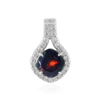 Cavill - Zilveren Hanger - 925 Sterling Zilver Platina Geplateerd - Mezezo Opaal 0.719 ct - 27 Cambodjaanse Zirkonia - Elegant Druppelvormig