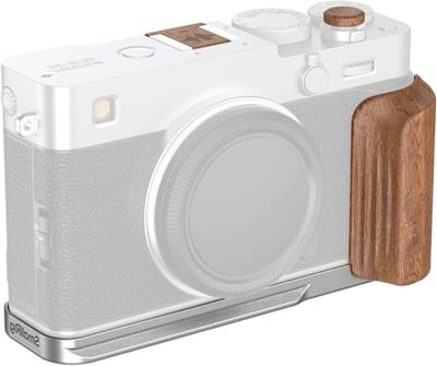 L-vormige montageplaat met houten handvat voor FUJIFILM X-E5 - Stabiele camera ondersteuning, ergonomisch ontwerp en veelzijdige accessoires