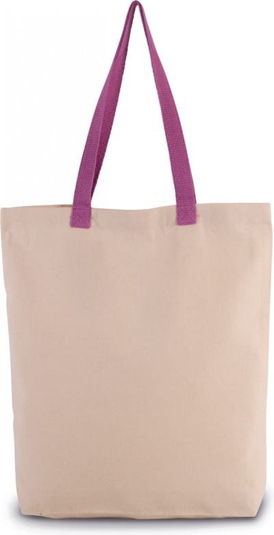 Kimood Shopper met plooi en contrasterend hengsel KI0278 - Natural / Radiant Orchid - One size