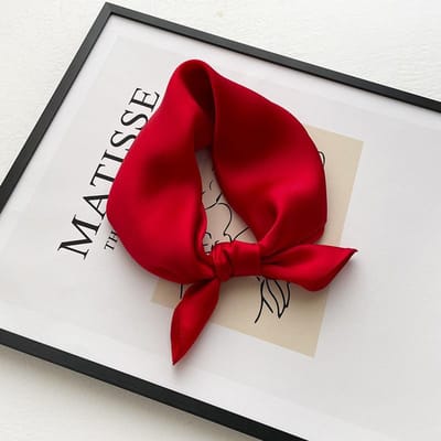 Mode 100% Echte Zijde Sjaal Dames Sjaals Wraps voor Dames Neckerchief Foulard Sjaals Pashmina Vrouwelijke Sjaal Hijab Bandana 2022 53x53cm red