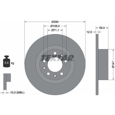 Remschijf TEXTAR 92313603 achter, compleet, 1 stuk