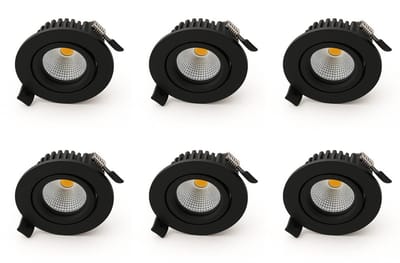 Bundel | 6x LED Inbouwspot | VARDA | 6W | CCT-Switch of Dim2Warm | Rond | Zwart | Lage inbouw diepte | Dim to Warm