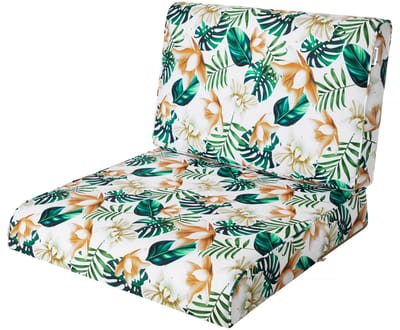 Hobbygarden Tuinkussen Nel Witte Bladeren 50x50cm - Geschikt voor oa Wicker tuins-set & Stoelen - Waterafstotend - Uv Bestendig