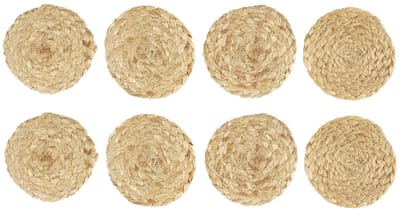 Home deco Factory onderzetters - 8x stuks - jute - naturel - 10 x 10 cm - voor glazen