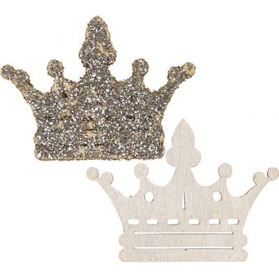 Strooidecoratie kroon Kerst hout glitter B4cm 72 st, 72 Stück