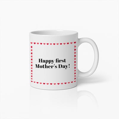 Fijne Eerste Moederdag Mok 330ml – Hartjes Ontwerp Beker – Perfect Cadeau voor Nieuwe Moeders & Moederdagviering