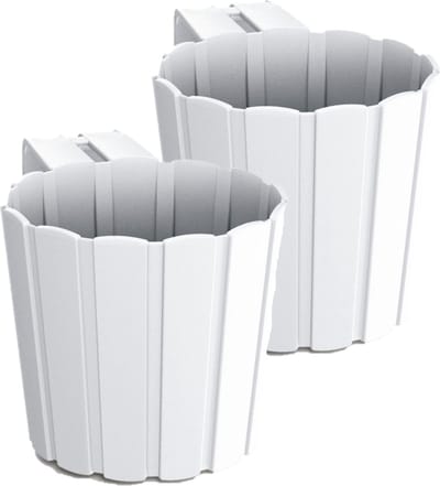 Prosperplast balkon plantenpot - Set van 2x stuks - bloempot met haak - wit - kunststof - D14 cm - Tuin/balkon - hangend