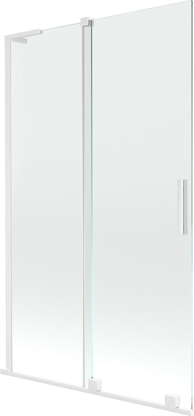 Mexen Velar L badwand 2-delig schuifbaar 110 x 150 , transparant, wit - 896-110-003-01-20