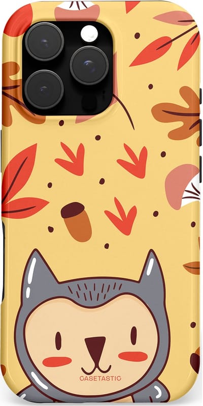 Casetastic hoesje geschikt voor Apple iPhone 16 Pro - MagSafe - Dubbellaagse bescherming - Uil in het woud - Fashion Case - Goud Terracotta Zand Rood
