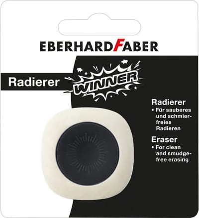 Eberhard Faber gum - Winner - zwart/wit - kunststof grip - op blisterverpakking - EF-585492