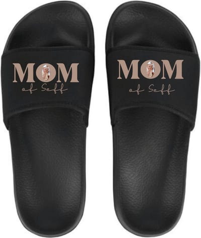 Slippers dames - met naam kind en foto - Cadeau Mama Sinterklaas Kerst Moederdag - Persoonlijke slippers met naam en foto - Slippers Mama - Zwart - Dames - Maat 35/36
