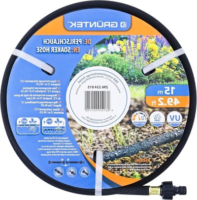 Soaker Slang voor Poreuze Irrigatie - 15m Lengte - Met Connector - 1/2" Diameter - Druppelsnelheid 5L-10L per minuut