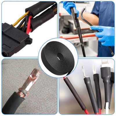 Waterdichte Krimpkous 3:1 30 mm - 2 m met Lijm voor Kabelisolatie, Kabelbundeling en Reparaties, Zwart