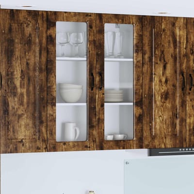 vidaXL - Wandglas - Kasten - PORTO - Rook - Eiken - 80 - x - 31 - x - 100 - cm - Bewerkt - hout