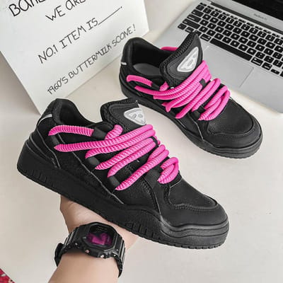 Chaussures de Skateboard Street Hip-hop Homme Baskets Décontractées Chaussures de Marche Sport Chaussures d'Extérieur Étudiant Baskets Vulcanisées Originales 35 pink