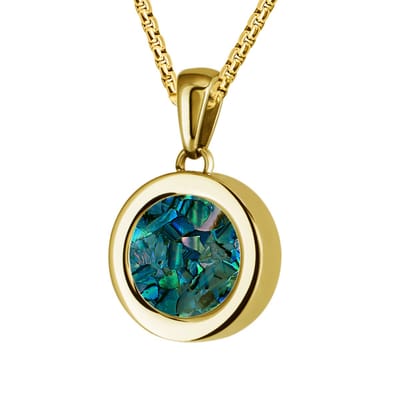 Quiges 12mm Mini Munt Hanger Verguld RVS Schroefsysteem Glans met Schelp Blauwe Vlokjes Munt en Anker Ketting 42-46cm