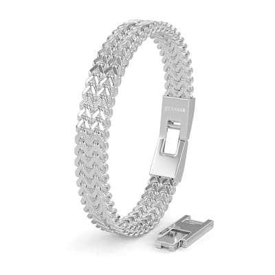 SERASAR | Premium roestvrijstalen armband heren [Franco] | Waterdicht | Veilige sluiting | Inclusief sieradendoosje | Kleur: Zilver | Lengte: 17 cm