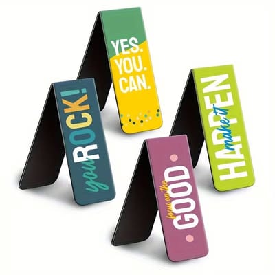 4 Stuks Magnetische Boekenleggers met Motivatie Quotes – Magnetic Bookmarks Set – Boekenlegger Clips voor Boeken, Studenten en Leraren – Cadeau voor Boekliefhebbers