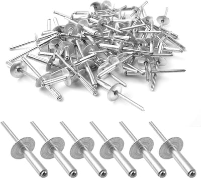 Aluminium Blindklinknagels - Blindnieten Set - Onderdelen Verbinden - Grote Flens Design - 48 mm x 16 mm - Zilver