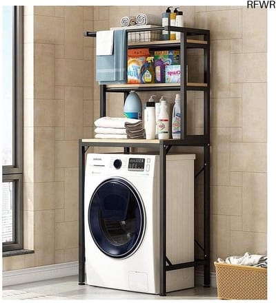 RFWR® Wasmachine Rek 3-laags Zwart – Ruimtebesparend en Vochtbestendig Opbergmeubel