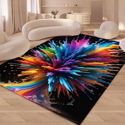 Artistiek Kleurexplosie Vloerkleed met Verfspat Patronen Woonkamer Slaapkamer Kunstliefhebbers Decor Tapijt Huisdecoratie Mat 120x160cm