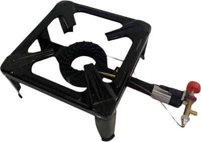 Wokbrander - Kookbrander - Wok Brander - Met Slang en Regelaar - Propaan/Gas - Voor Buiten – Camping Kooktoestel - 4 Potige Gaskoker - 47 x 30 cm – Zwart