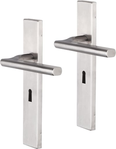Deurkruk - Impresso Kirby - Voor binnen - Vierkant deurschild met sleutelgat - RVS - 2 stuks