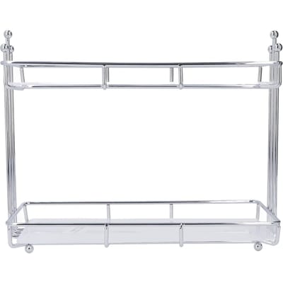 Aanrecht Organizer 2 Laags Opbergrek Roestvrij Staal Acryl Plaat Grote Capaciteit Kruidenrek white