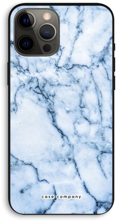 Case Company® - Hoesje geschikt voor iPhone 12 Pro Max hoesje - Blauw marmer - Biologisch Afbreekbaar Telefoonhoesje - Bescherming alle Kanten en Schermrand