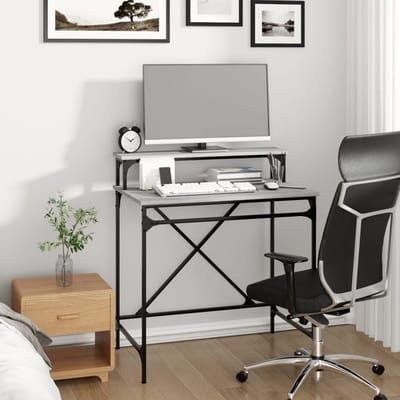 vidaXL - Bureau - 80x50x90 - cm - bewerkt - hout - en - ijzer - grijs - sonoma - eiken