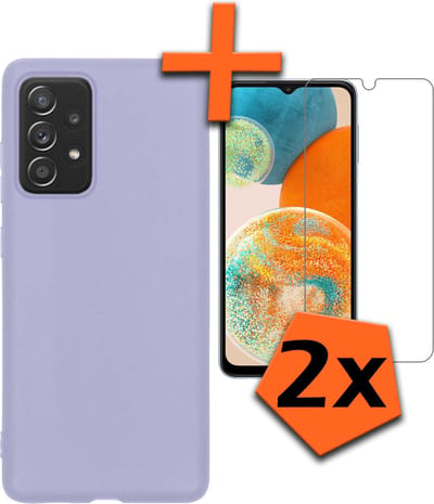 Hoes - Met 2x Screenprotector - Geschikt voor Samsung Galaxy A23 - Sterk & Shockproof - Back Cover - Siliconen Case - Telefoon Hoes - Lila
