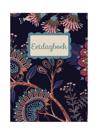 HappyBook - Food Journal - Healthy Journal - Eetdagboek - Eetschrift - Motivatie - Dagboek - Voeding - Voeding - Gezondheid - Eetwijzer - Afslanken - Softcover - Recepten - Notities - Inspiratie - Elastiek - Patroon - Batik - Donker - Motivational