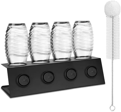 Dailygoods- Flessenhouder - Roestvrij Staal - Afdruiprek met Uitneembare Lekbak - Flessenhouder voor SodaStream - Duurzaam en Waterdicht - Geschikt voor Glazen Flessen - Flesstandaard